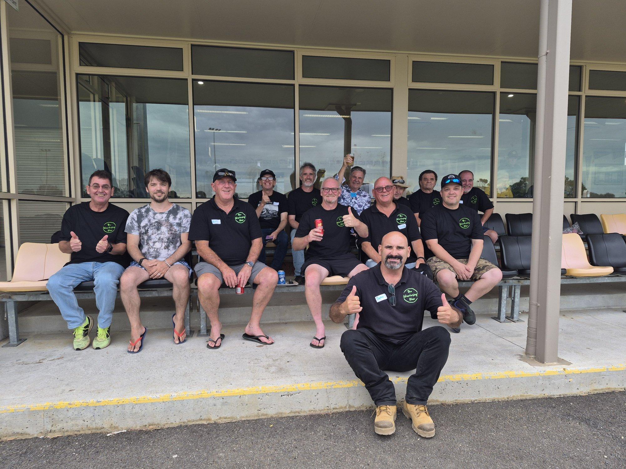 The regulars at a club day, thumbs up